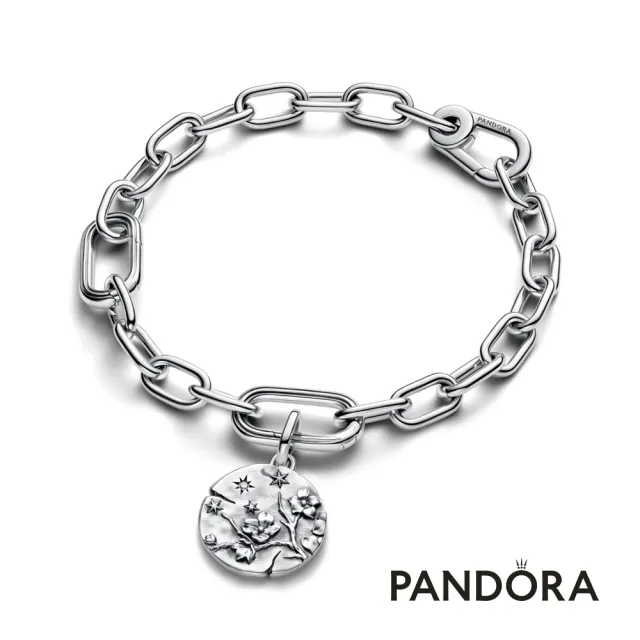 【Pandora 潘多拉】春櫻綻放勳章吊飾-飾品/情人節禮物/生日禮/純銀