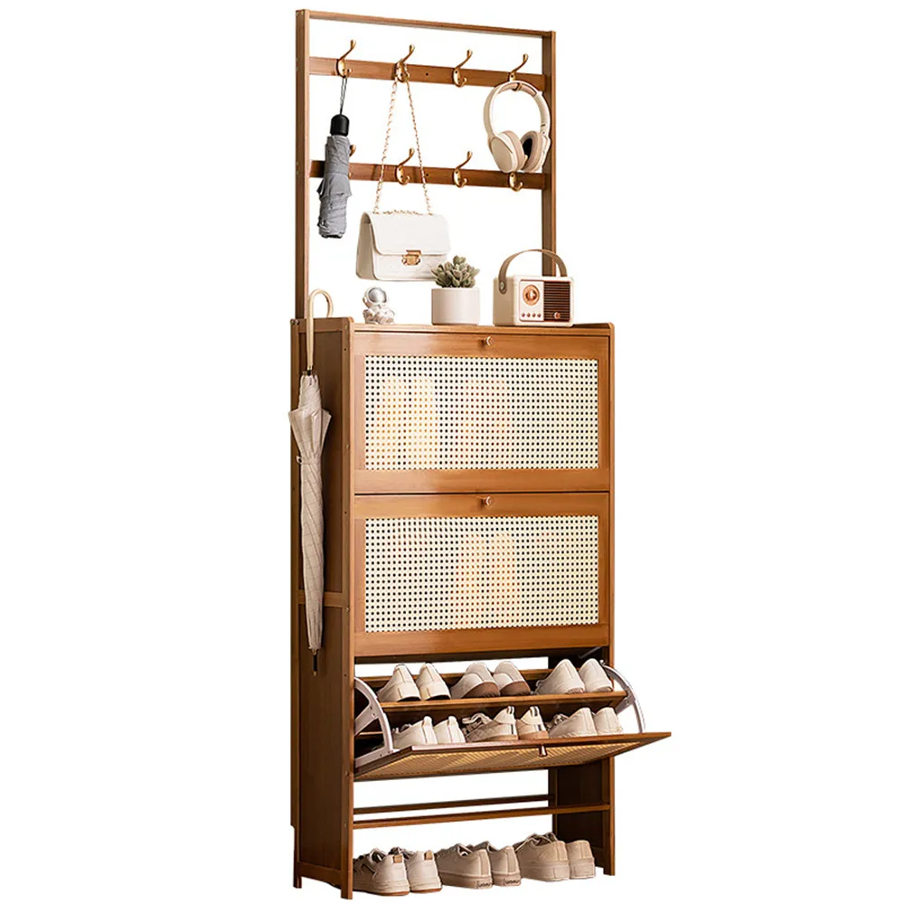 【聚優】簡易鞋架 入戶門玄關台 多層帶門 防塵入門鞋架 鞋櫃 立式一體式收納架(鞋架 玄關台)