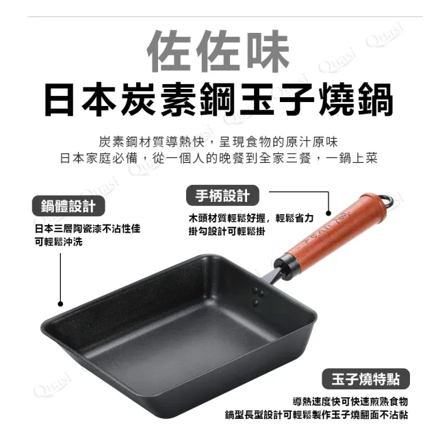 【Quasi】日式佐佐味碳鋼不沾玉子燒鍋(適用電磁爐)