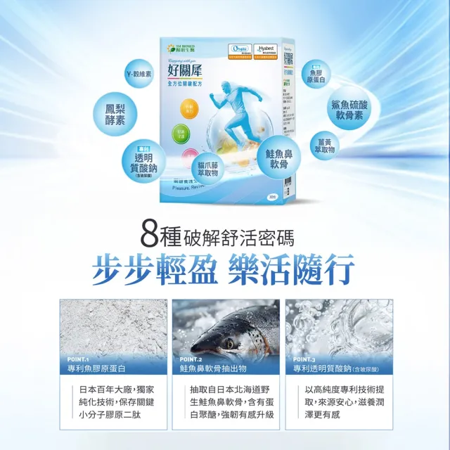 【YM BIOMED 陽明生醫】好關犀(30包/盒) 行動守護專家 膠原蛋白 酵素 薑黃 玻尿酸