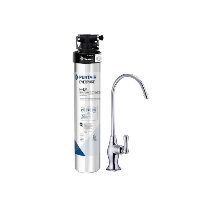 【濱特爾】H104強效抑垢家用型淨水器(H-104平行輸入濾芯+原廠淨水器濾頭座+不銹鋼龍頭+到府安裝 )