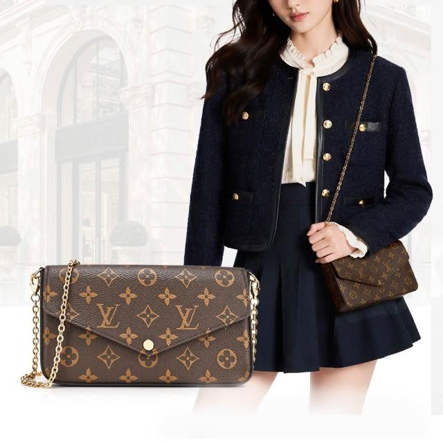LV LOUIS VUITTON路易威登 M61276 花紋 LOGO Monogram 帆布鏈帶扣式斜背手拿長夾 LV LOUIS VUITTON 路易威登 M61276 花紋 LOGO Monogram 帆布鏈帶扣式斜背手拿長夾,紫色系設計,結合牛皮與帆布材質,內附原廠防塵套、品控卡、可拆式拉鍊小錢包、鈔票夾及金色鏈條配件。尺寸為長21cm、高11cm,提把高度57cm,適合女性日常使用,為歐洲真品平行輸入商品。
