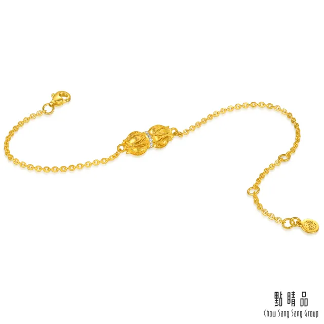 【點睛品】花開並蒂 鑽石黃金手鍊