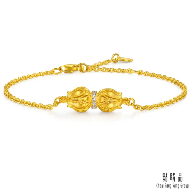 【點睛品】花開並蒂 鑽石黃金手鍊