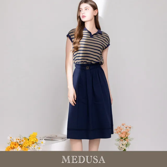 【MEDUSA 曼度莎】現貨-海軍風 POLO 無袖休閒洋裝（M-XL）｜高級純棉 無袖洋裝 休閒洋裝
