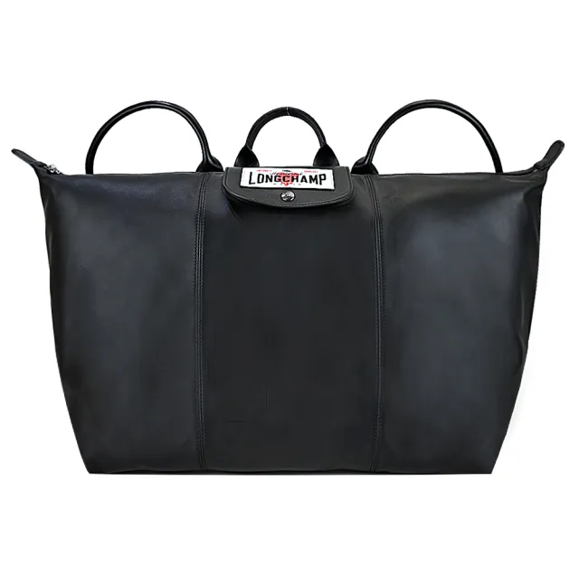 【LONGCHAMP】EU王者聯名LE PLIAGE CUIR系列小羊皮後背水餃包(黑)