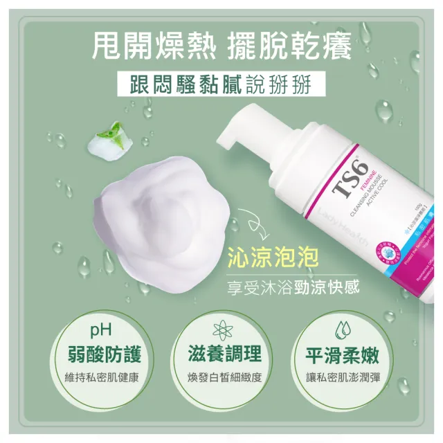 【TS6 護一生】沁涼潔淨慕斯100g+沁涼潔淨凝露250g+沁涼舒緩噴霧40g(私密清潔 涼感)