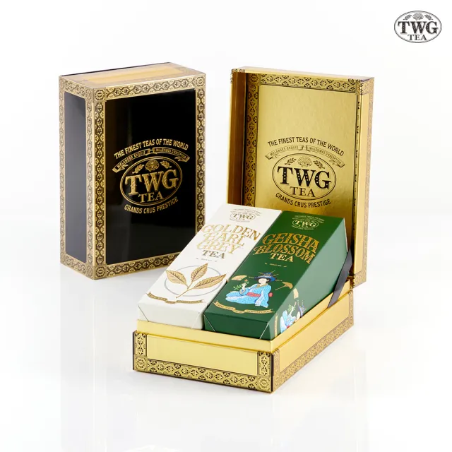 【TWG Tea】時尚茶罐雙入禮盒組 伯爵金芽茶100g+蝴蝶夫人之茶 100g(紅茶+綠茶)
