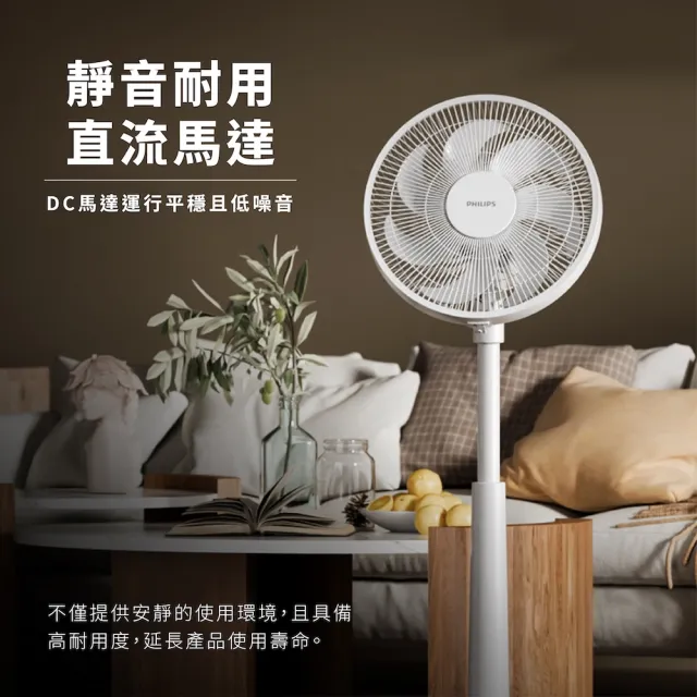 【Philips 飛利浦】14吋 可定時DC智能變頻風扇 7片扇葉設計-檯立兩用(ACR3241SFD)