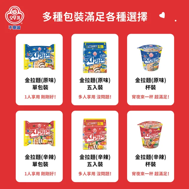 【不倒翁】金拉麵x5入/包4包組(原味/辣味)