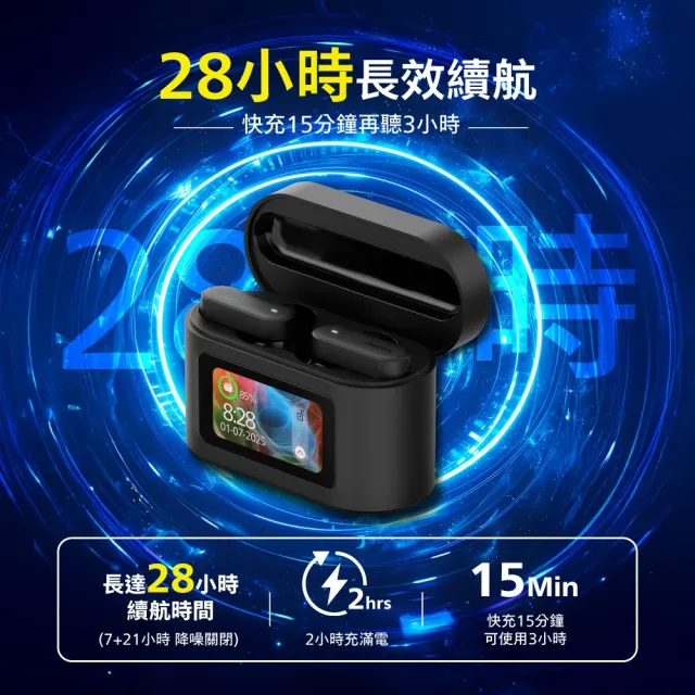 【Philips 飛利浦】AI智能全觸控螢幕ANC主動降噪藍牙耳機-TAT6000BK