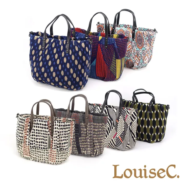 【LouiseC.】雙11 Tree House 日系三宅風 壓褶防水布 小牛皮 鬱金香造型手提斜背包 7色 CC3926