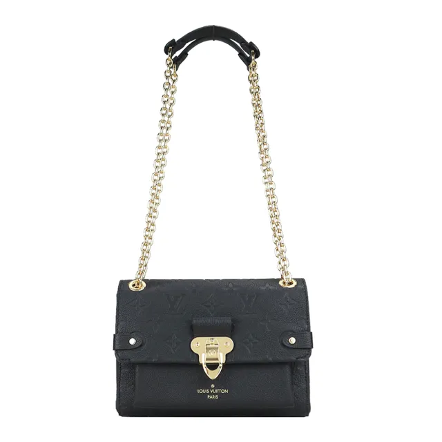 【Louis Vuitton 路易威登】M44550 VAVIN BB 經典LOGO壓紋皮革鏈帶條包(黑色)