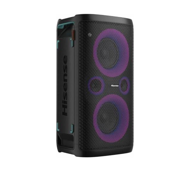 Hisense 海信 PARTY ROCKER ONE 藍芽接收機音箱，專為派對設計的黑色系大型音響，尺寸 37.6 × 66.3 × 33.6 公分，重 10.8 公斤，來自中國製造。支援藍芽連線，帶來強勁音效與震撼低音，適合戶外或室內派對使用。無保固，型號簡潔大方，是藍芽音響愛好者的首選，享受高品質音樂體驗，提升您的派對氛圍。