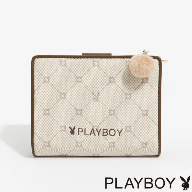 【PLAYBOY】短夾 Bunny Lattice系列 - 咖啡色