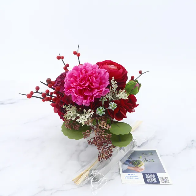 【HUGO DECO 榆果傢飾】紫康乃馨紅陸蓮香氛花禮(母親節/花禮/佈置/禮物/永不凋零)