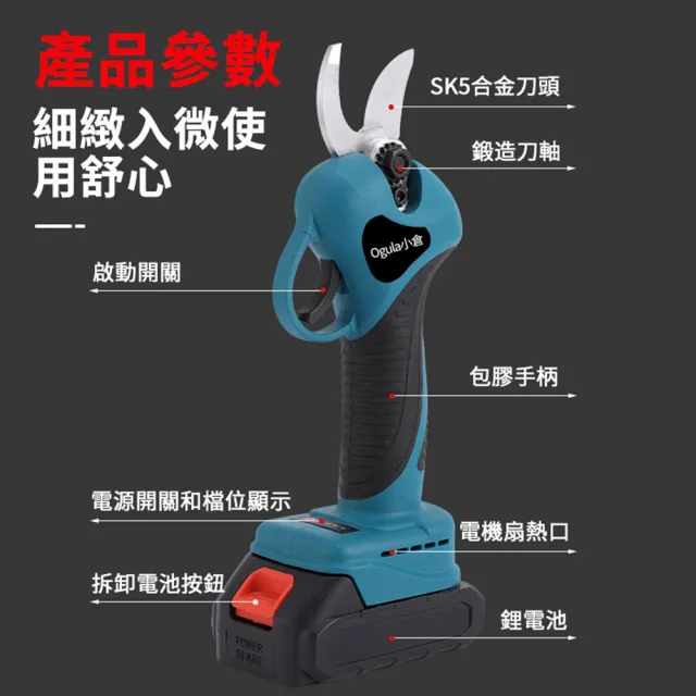 【小達】電動剪刀 高枝剪（五節兩電）電剪(電動修枝機/無刷修枝剪/園藝剪刀認證電池-BSMI:R3E558)