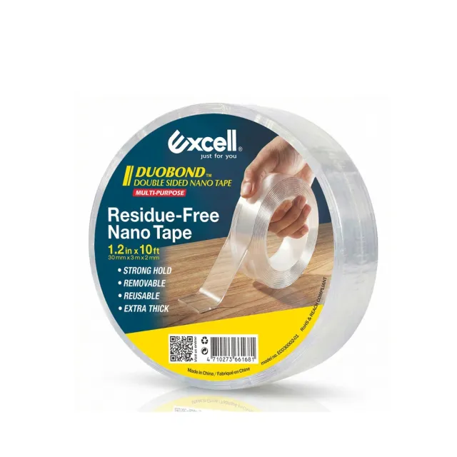 【Excell.tw】單捲 | 奈米膠帶_30mm*3M(萬用無痕膠帶/透明雙面膠帶/免釘不傷牆/不留殘膠/透明膠帶)