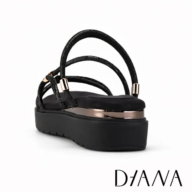 【DIANA】質感超纖厚底閃鑽繞帶涼鞋 黑色