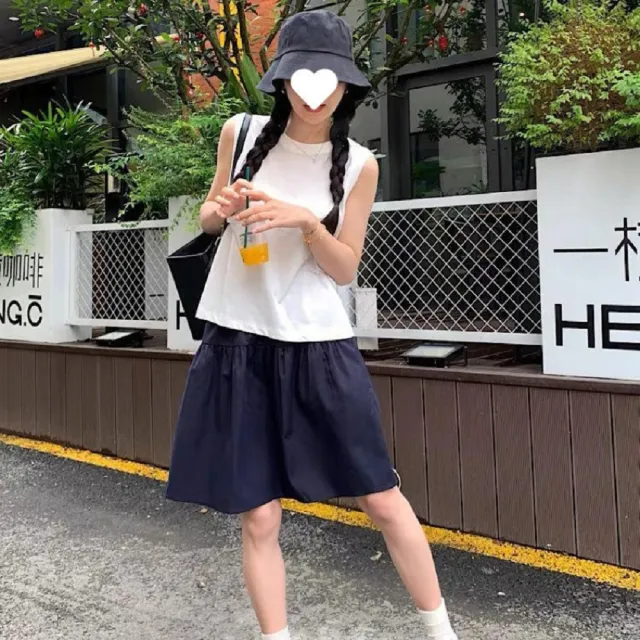 【ASister 小姊姊】AS2475#女裝｜裙子☆鬆緊帶A字側口袋傘狀防走光短裙(有內襯 2色 S-XL)