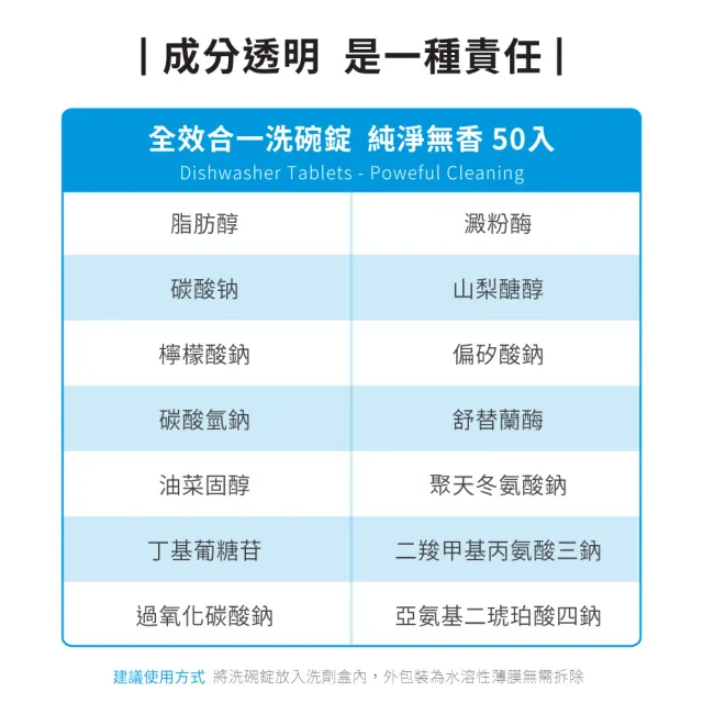 【ecostore 宜可誠】洗碗機專用全效洗碗錠/洗碗塊-純淨無香50錠(無色素防腐/光潔軟水/全機型)
