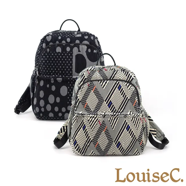 【LouiseC.】雙11 Tree House 日系印花壓褶防水布+小牛皮手提後背包-2色(CC7022)