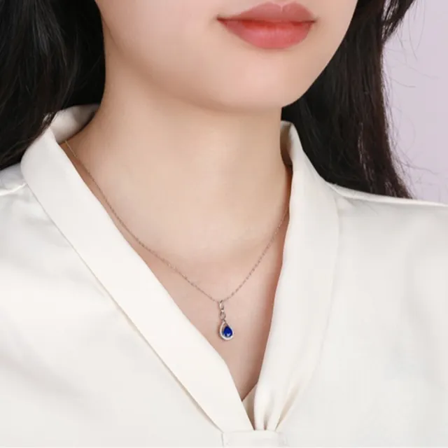 海斯珠寶 68分天然皇家藍寶石吊墜 18K白金鑽石 水滴設計 經典款式 送禮推薦 高端彩寶 質感穿搭