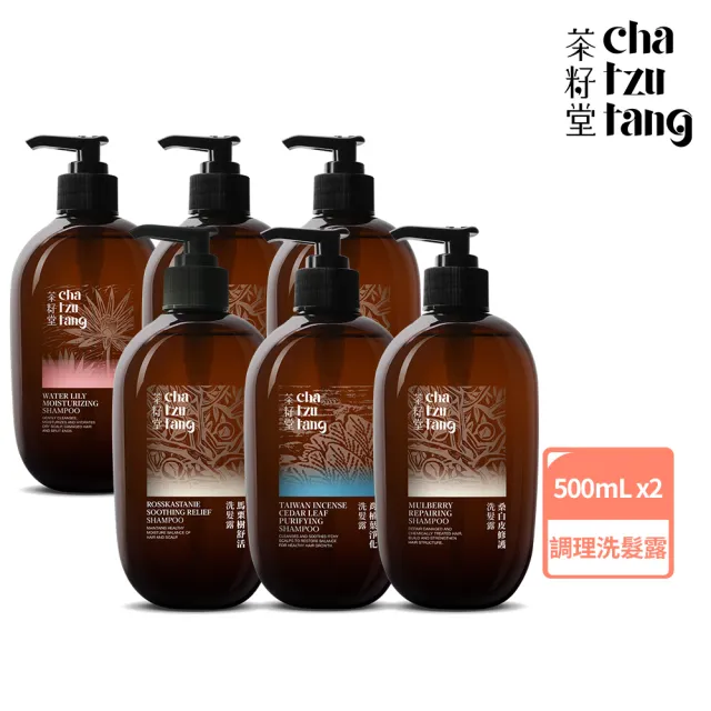 【茶籽堂】植萃調理養護洗髮組500mLx2入｜六款任搭(豐盈蓬鬆/染燙修護/清爽控油/保濕補水)