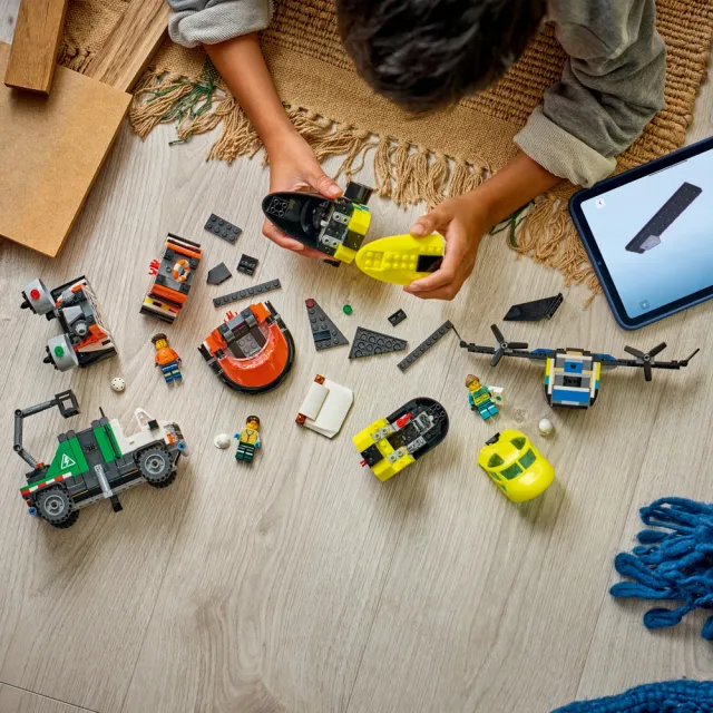 【LEGO 樂高】城市系列 60505 飛機、作業車和氣墊船混搭套裝(玩具車 創意力遊戲 積木 玩具)