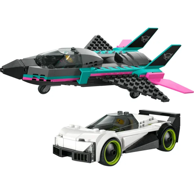 【LEGO 樂高】城市系列 60489 噴射機 vs. 汽車(玩具車 創意力遊戲 積木 兒童玩具)