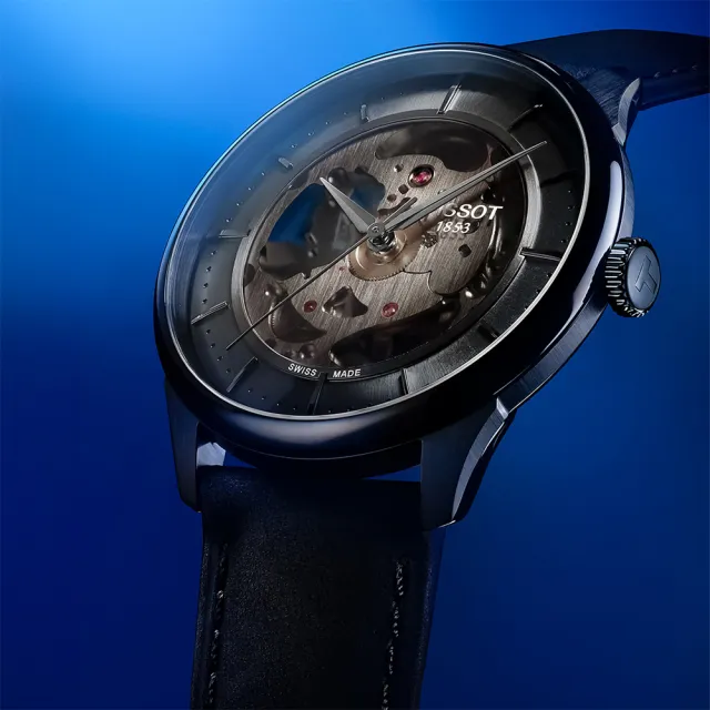 【TISSOT 天梭】鏤空版80小時動力 杜魯爾系列機械錶 生日禮 送禮(T139.836.36.441.00/T1398363644100)