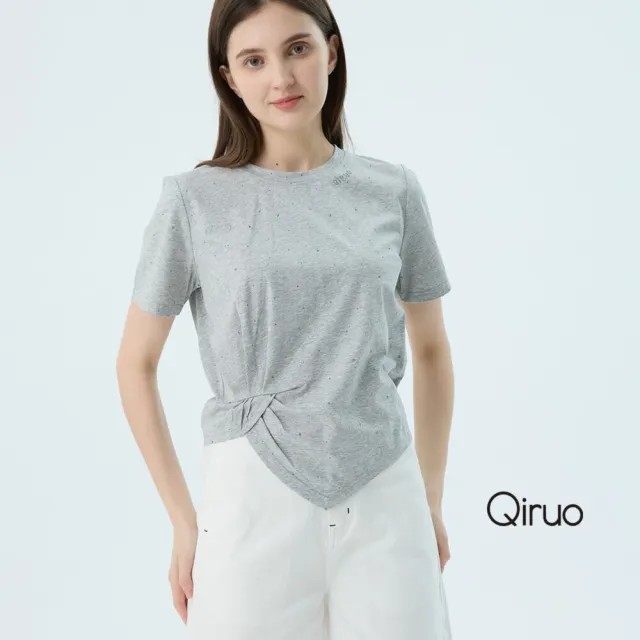 【Qiruo 奇若名品】專櫃女裝灰色上衣7317A 舒適純棉T☆ 