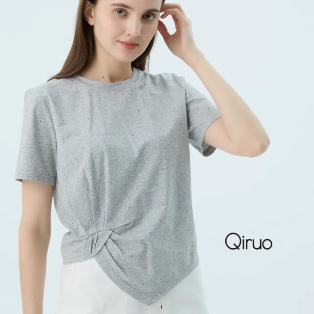 【Qiruo 奇若名品】專櫃女裝灰色上衣7317A 舒適純棉T☆