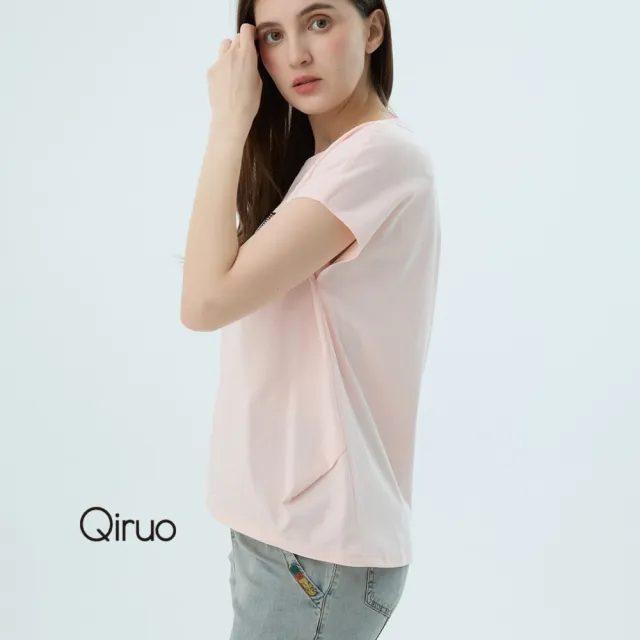 【Qiruo 奇若名品】專櫃女裝粉紅色上衣7306A 舒適純棉T☆ 