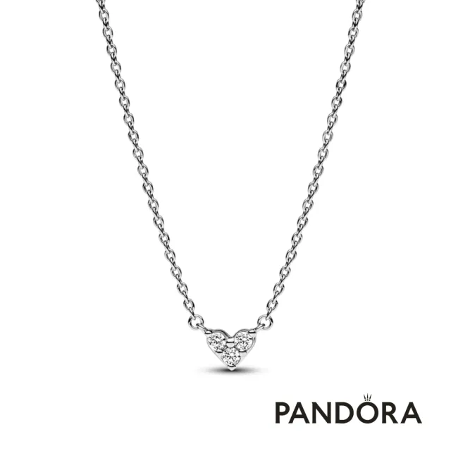 【Pandora 潘多拉】璀璨三角心形項鏈-飾品/情人節禮物/生日禮/純銀
