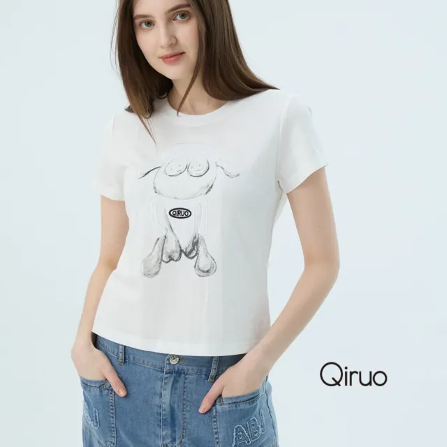 【Qiruo 奇若名品】專櫃女裝白色上衣7334A 小綿羊圖案設計T☆