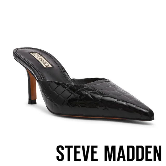 【steve madden】鱷魚皮前包尖頭涼跟鞋 ALEXI(黑色)
