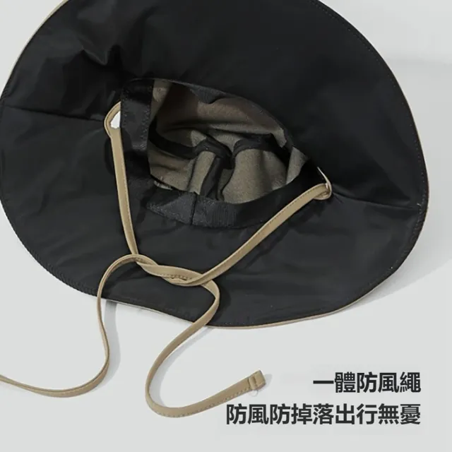 【kingkong】黑膠加大帽簷全臉防曬帽 戶外抗UV遮陽帽 漁夫帽 登山帽