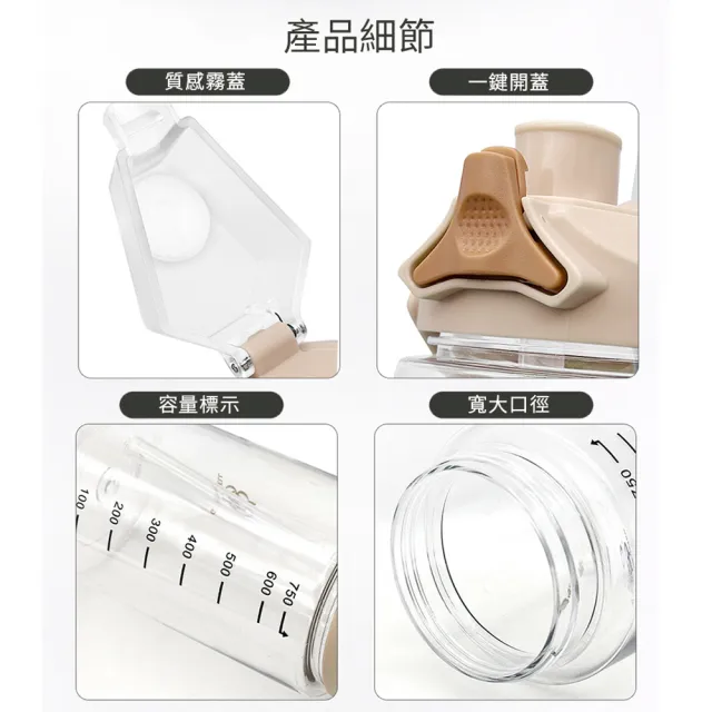 【GREEN BELL 綠貝】手提輕透胖胖水壺750ml(大容量 提把 隨行 運動水壺 吸管/直飲 不含BPA)