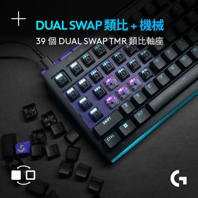 【Logitech G】G512 X 98 類比機械雙軸有線電競鍵盤 + 磨砂透明壓克力手托