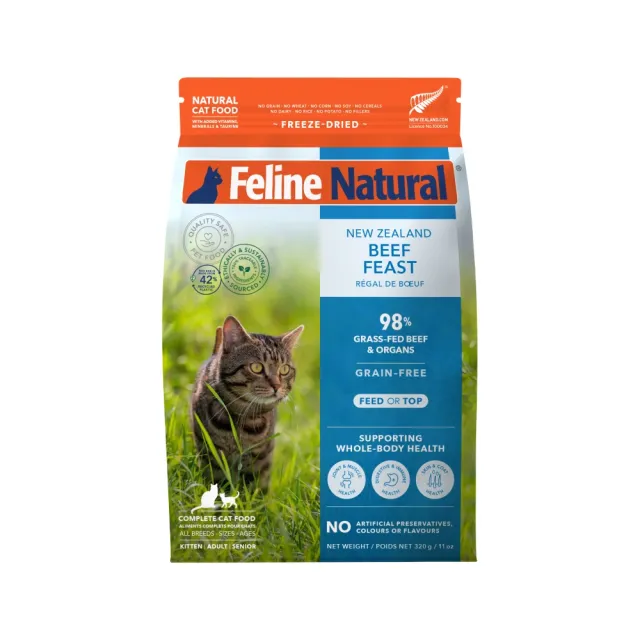 【K9 Natural】貓咪凍乾鮮肉餐320g 任選2包 雞肉羊肉/羊肉鮭魚/牛肉鱈魚