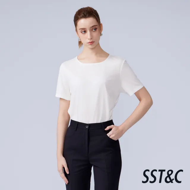 【SST&C】女裝_白色側抽繩方型船領短袖T恤82126319011(換季55折)