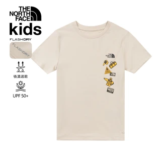 【The North Face】北面兒童米色FLASHDRY速乾短袖T恤｜8GZYDOM