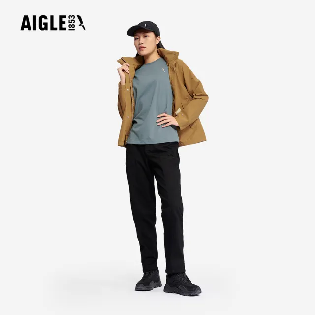 【AIGLE】女 涼感短袖T恤｜AG-5P229A117 灰綠(女上衣 T恤 短袖T恤 涼感 透氣)