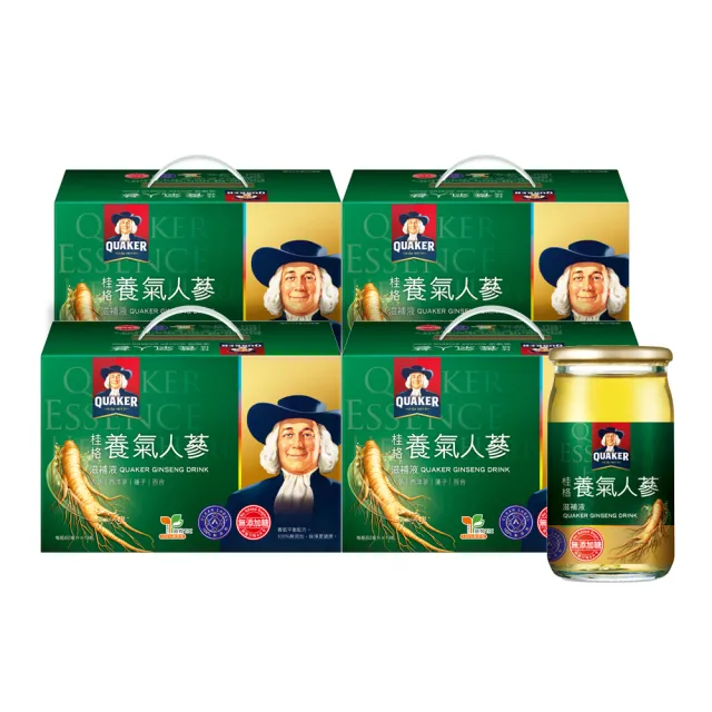 即期品【QUAKER 桂格】無糖養氣人蔘禮盒60ml×19入×4盒(共76入)