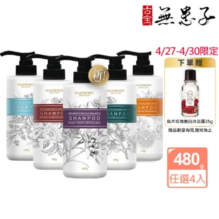 【古寶無患子】4入任選 純露系列洗髮精480g(西西里檸檬/大馬士革玫瑰/苦橙/薄荷/雪絨花新品上市)