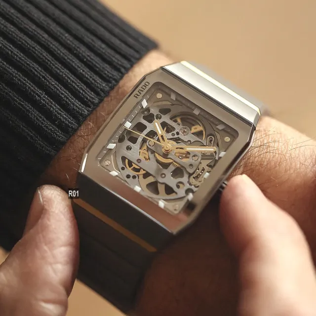 【Rado 雷達表】廣告熱賣Anatom Skeleton方拱形電漿高科技陶瓷鏤空腕錶32.5㎜ R01(R10206109)