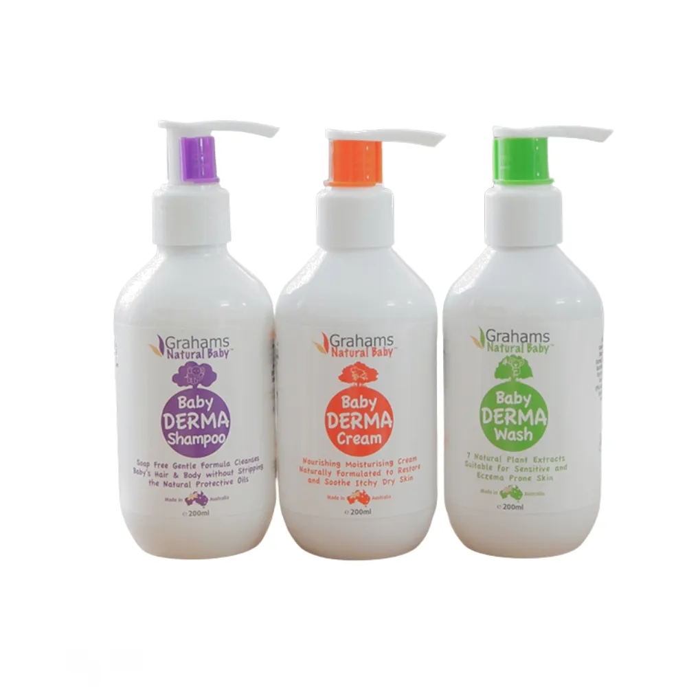【Grahams 珂然】嬰兒舒敏洗髮露/沐浴乳/乳液 200ml(澳洲專業肌膚護理第一品牌)