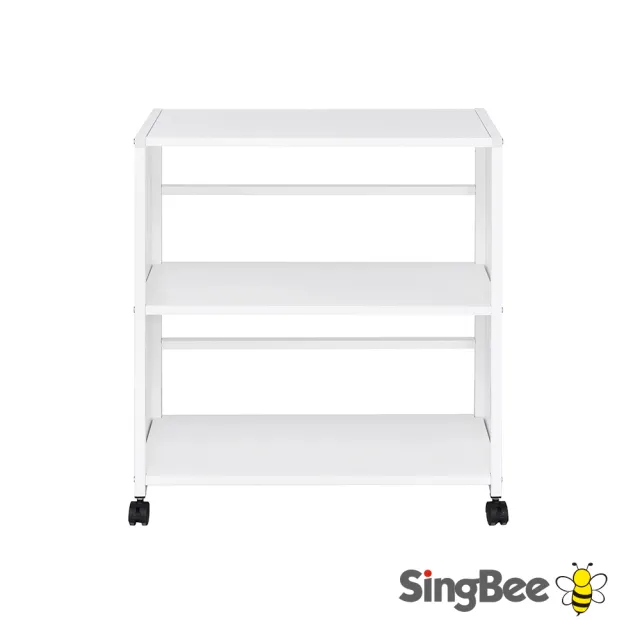 【SingBee 欣美】可調式雙層活動置物架 SB-S02(靜音輪 移動收納櫃 質感鐵架 收納推車 台灣製)