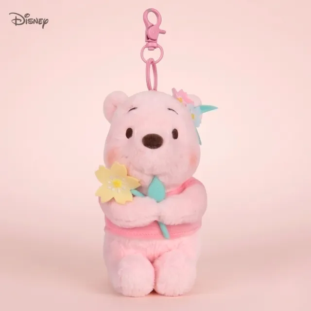 【Disney 迪士尼】正版授權櫻花系列12cm小熊維尼玩偶戀愛告白吊飾鑰匙圈(閨蜜女友女兒聖誕生日交換禮物)